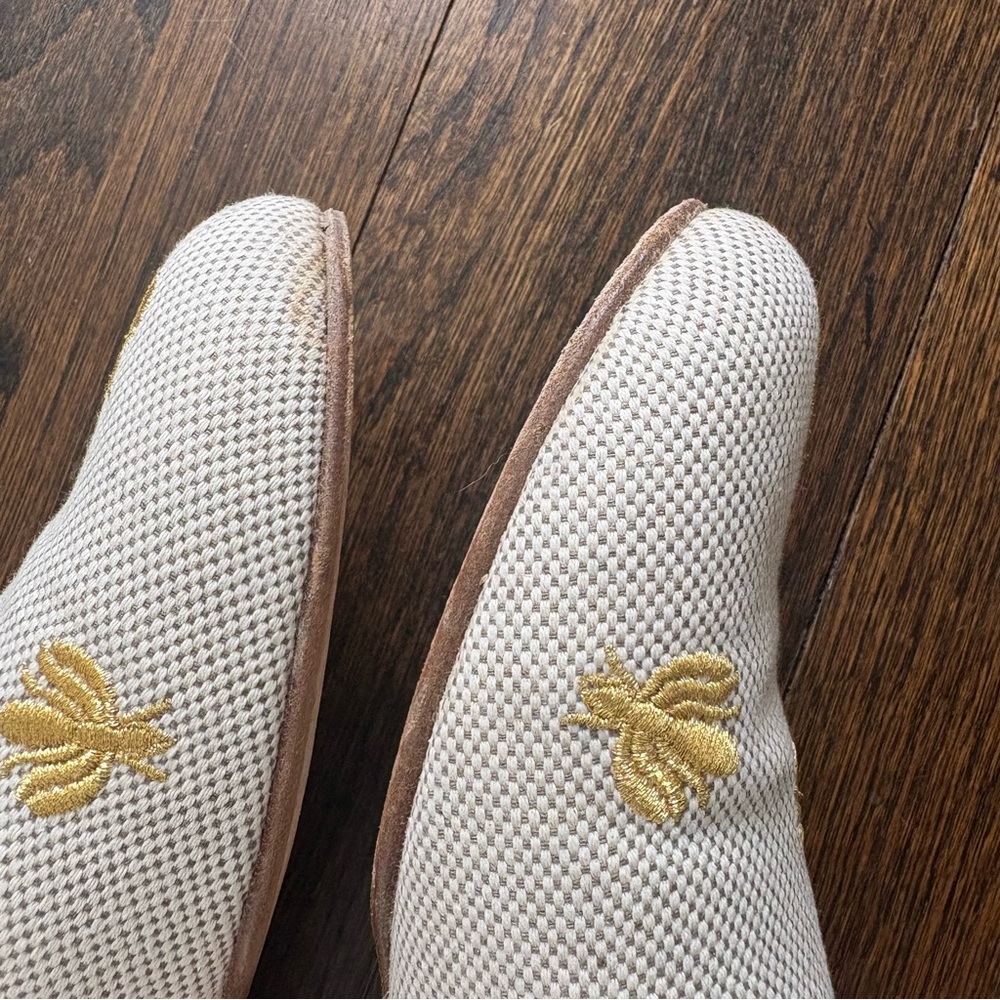 Jon Josef White and Gold Embroidered Bee Loafers - Picture 7 of 9
